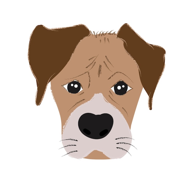 Tête mignonne de chien boxer et visage d'expression Vector illustration dessinée à la main isolée sur fond blanc