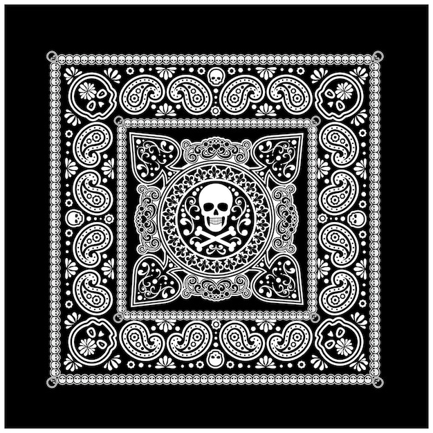 Vecteur tête de mort bandana et cachemire