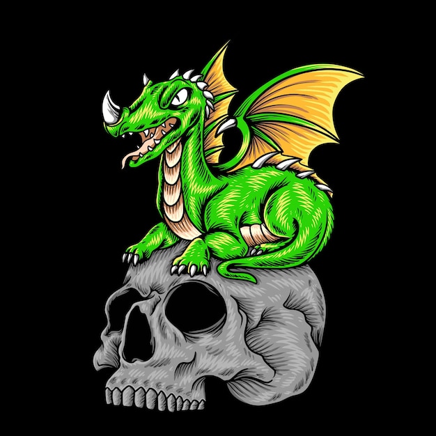 Tête De Mort Verte Dragon Cartoon