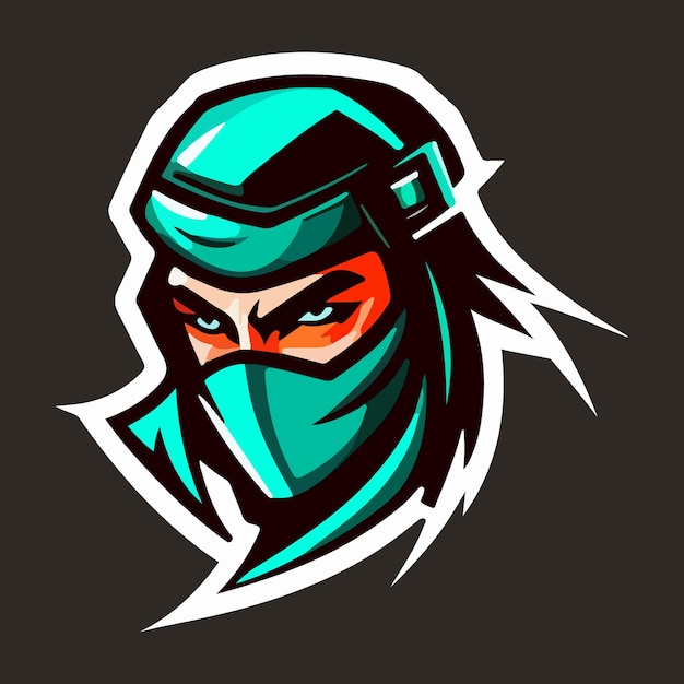 Tête De Ninja Mascotte Esport Logo Illustration Vectorielle Avec Fond Isolé