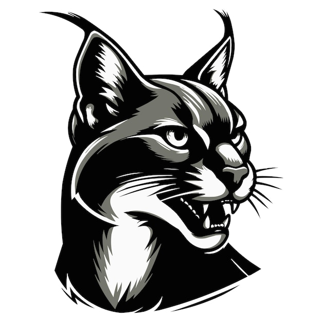 Vecteur la tête noire d'un caracal