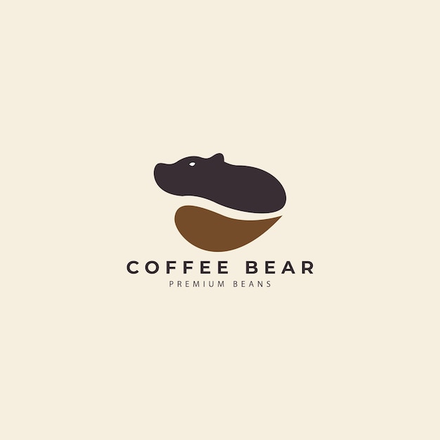 Tête D'ours Café Grain De Café Logo Design Vecteur Icône Illustration