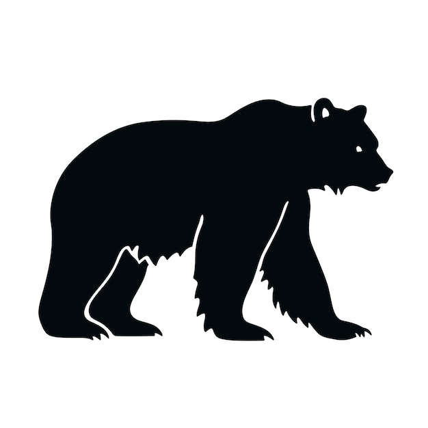 Vecteur tête d'ours dessinée à la main logo noir et blanc design simple