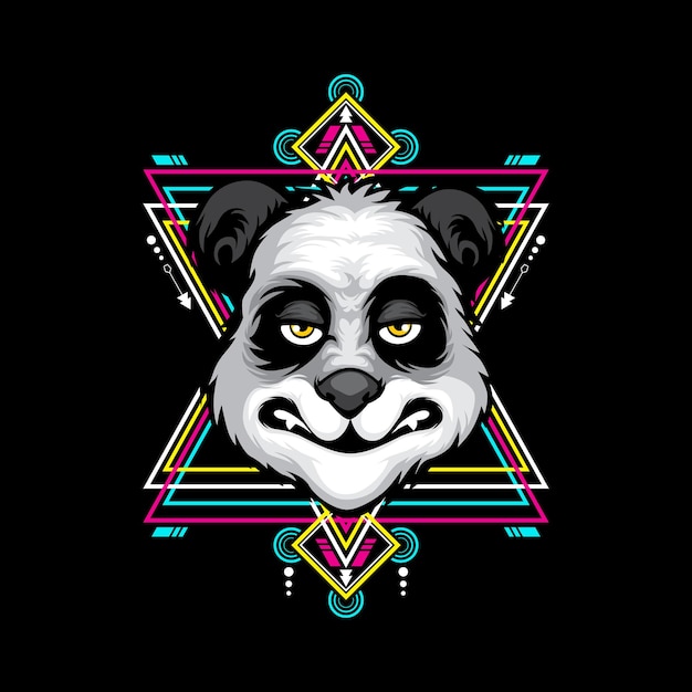 Vecteur tête de panda illustration de la géométrie sacrée