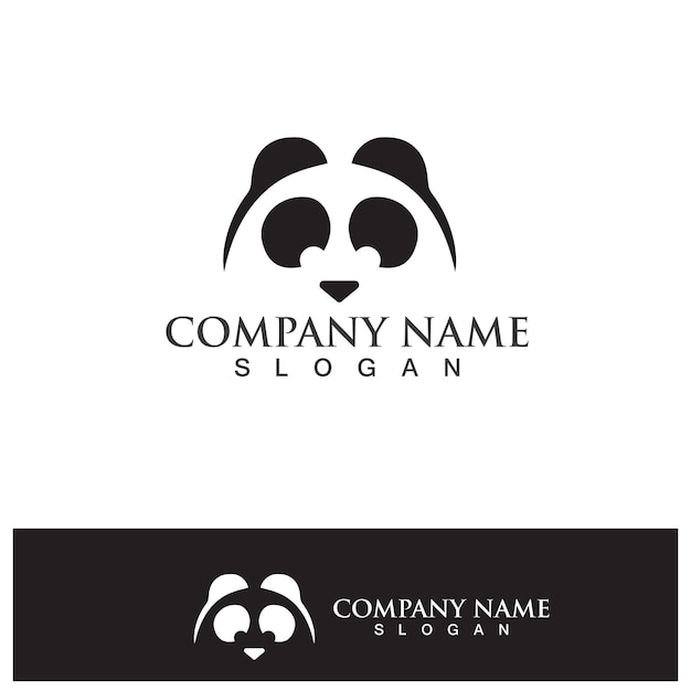 Tête De Panda Logo Noir Et Blanc