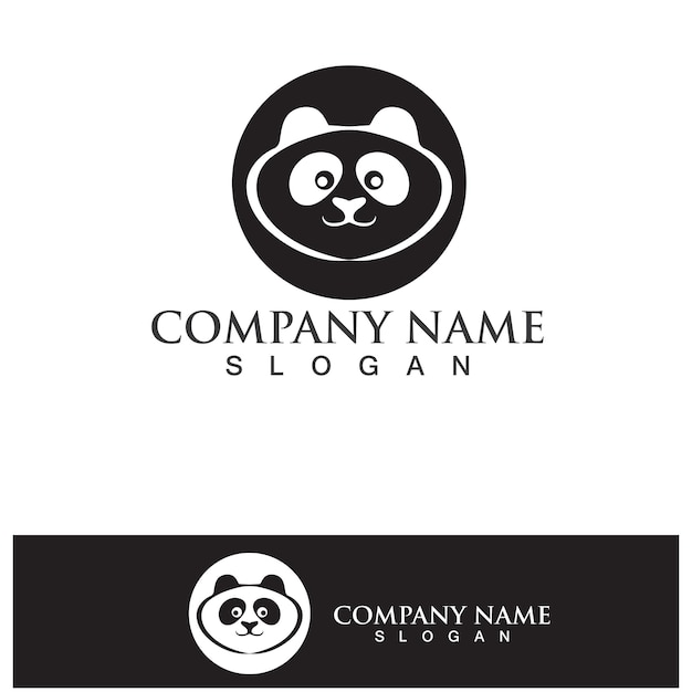 Tête De Panda Logo Noir Et Blanc