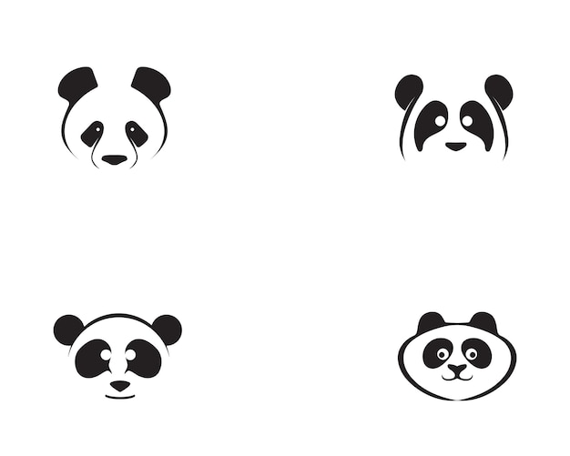 Tête De Panda Logo Noir Et Blanc