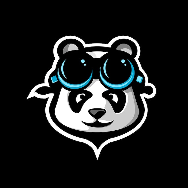 Une Tête De Panda Avec Des Lunettes Et Un Casque Dessus