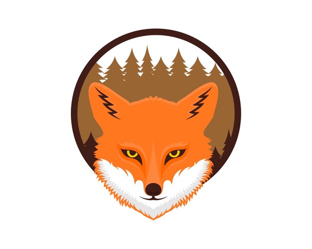 Tête De Renard Avec Forêt De Cercle Derrière