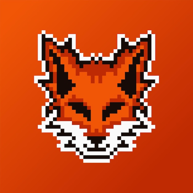 Vecteur tête de renard pixel art design