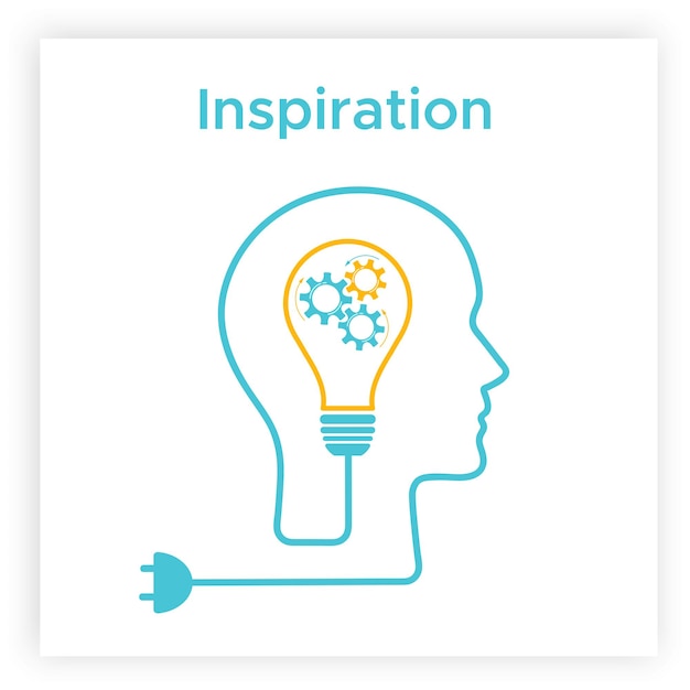 Tête silhouette ampoule inspiration concept illustration vectorielle pensée créative graphique avec
