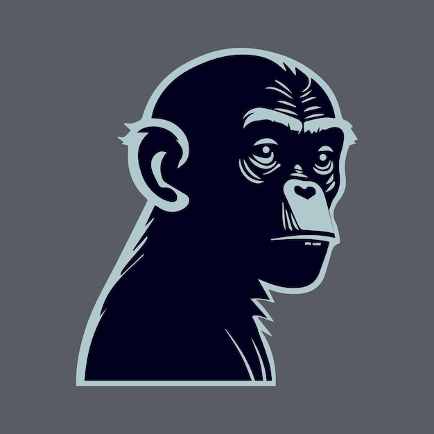 Une tête de singe bleue sur fond noir.