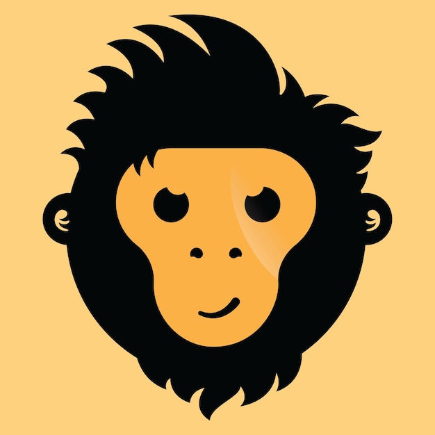 Une tête de singe avec un fond jaune et des cheveux noirs
