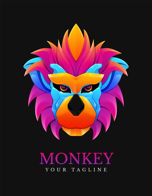 Tête de singe vector illustration logo modèle style dégradé coloré