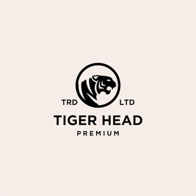 Tête de tigre sur le logo noir de cercle