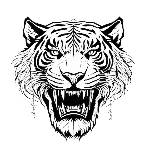 Vecteur une tête de tigre avec un motif noir et blanc.