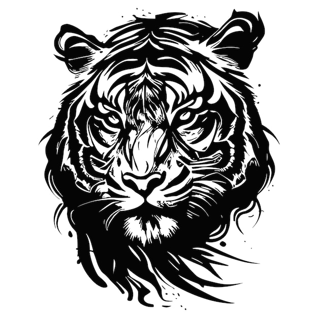 Modèle Affiche Tigre Noir Et Blanc