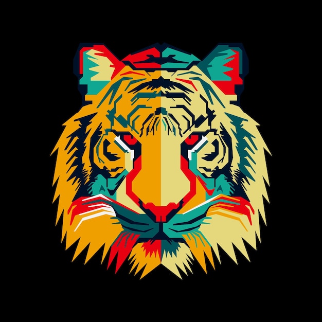 Tête de tigre pop art WPAP