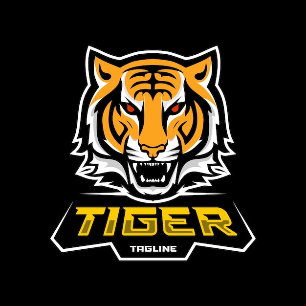 Vecteur la tête de tigre rugit le logo de la mascotte de l'esport vecteur