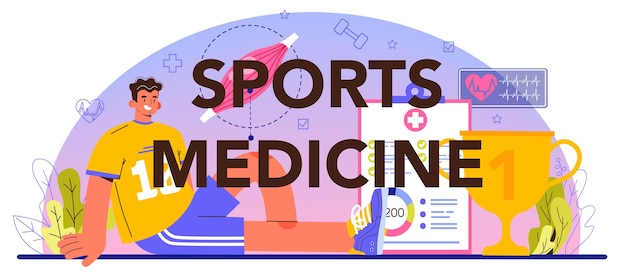 En-tête Typographique De Médecine Sportive Personnes Faisant Des Exercices De Sport Dans Une Salle De Sport