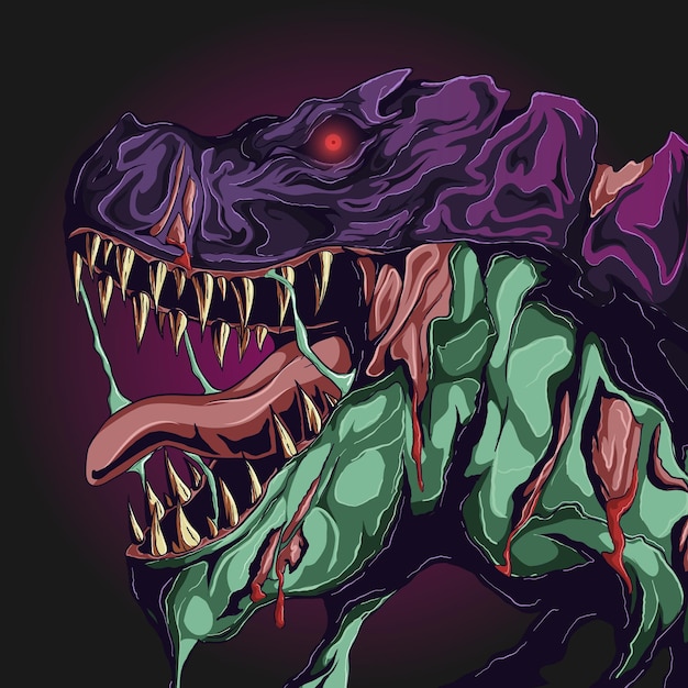 tête de tyrannosaure zombie illustration vectorielle