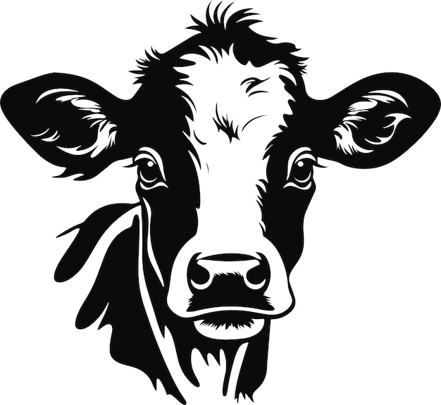 Tête de vache bébé Logo de tête de vache Illustration vectorielle de l'animal de la ferme