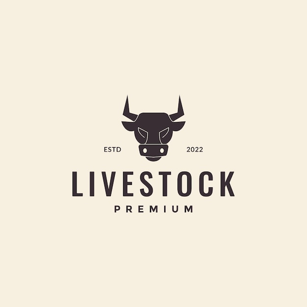 Vecteur tête de vache hipster logo vintage