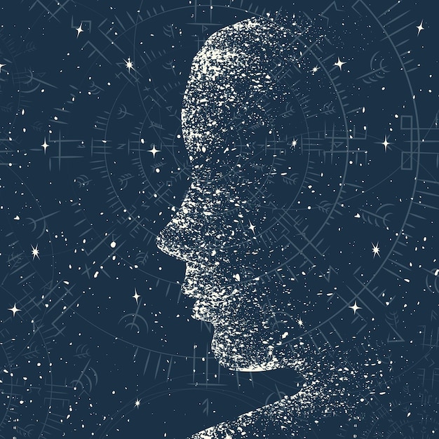 Des têtes de femmes de l'espace sombre grunge