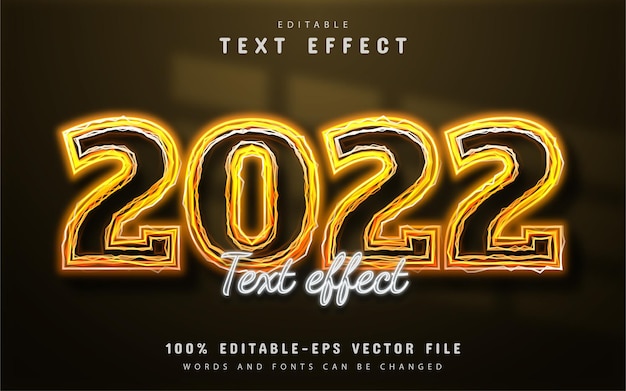 texte 2022, effet de texte modifiable jaune néon