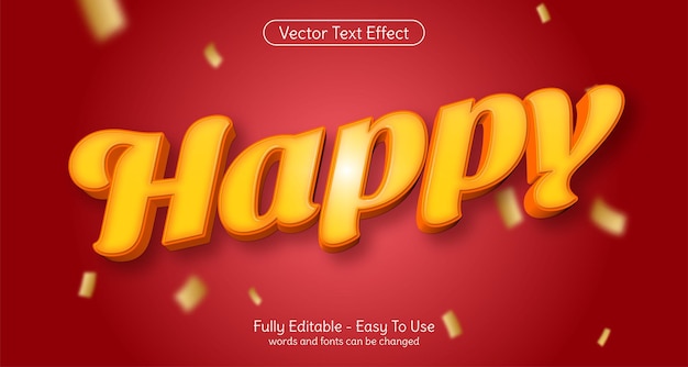 Texte 3d Créatif Modèle D'effet De Style Modifiable Happy