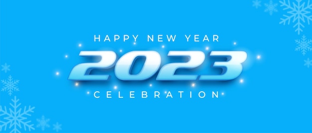 Texte 3d modifiable bonne année 2023 avec lettrage sur le thème bleu