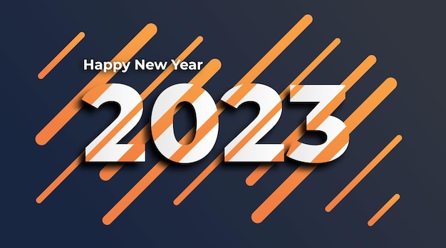 Vecteur texte abstrait du logo happy new year 2023