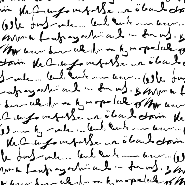 Vecteur texte abstrait manuscrit fond de script monochrome vecteur transparente motif