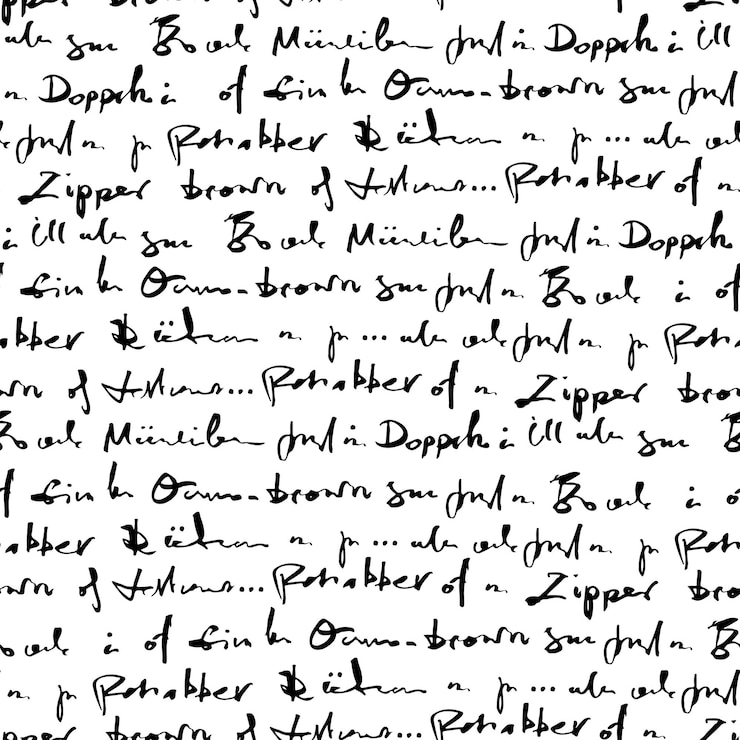 Vecteur texte abstrait manuscrit fond de script monochrome vecteur transparente motif