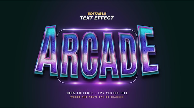 Texte D'arcade Coloré Dans Un Style Rétro Et De Jeu Avec Effet 3d Et Brillant. Effet De Style De Texte Modifiable