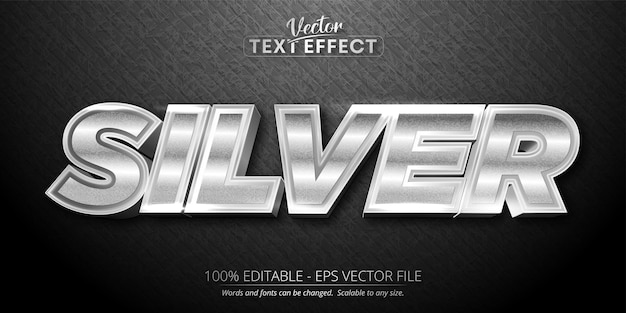 Texte argenté, effet de texte modifiable de style argent brillant