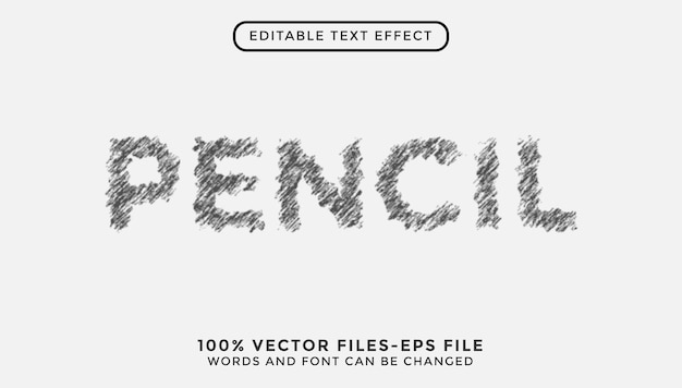 Texte au crayon. vecteurs premium d'effet de texte modifiable