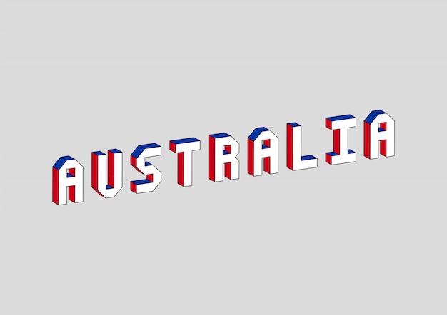 Texte de l'Australie avec effet isométrique 3d