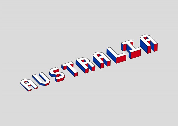 Texte de l'Australie avec effet isométrique 3d