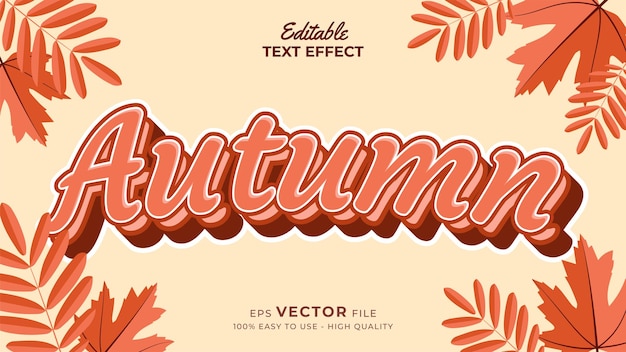 Texte d'automne à effet de style de texte modifiable avec illustration de feuilles d'érable