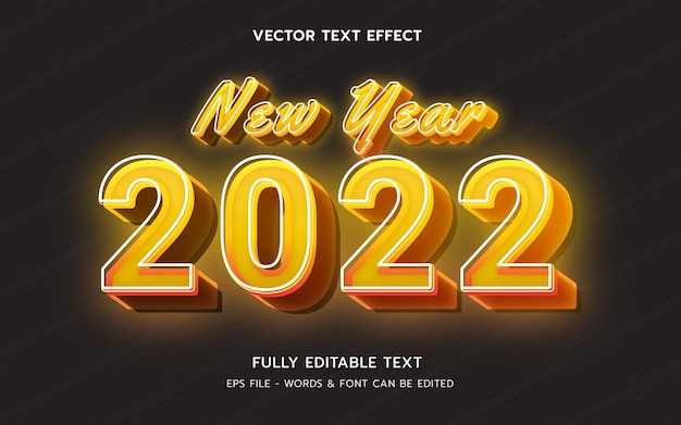 Texte de bonne année 2022, effet de texte modifiable en or