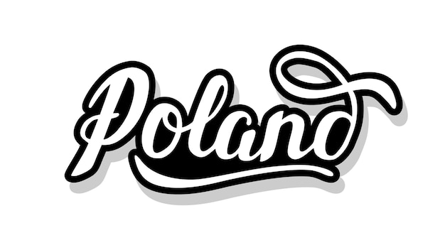 Vecteur texte de calligraphie de pologne isolé sur blanc