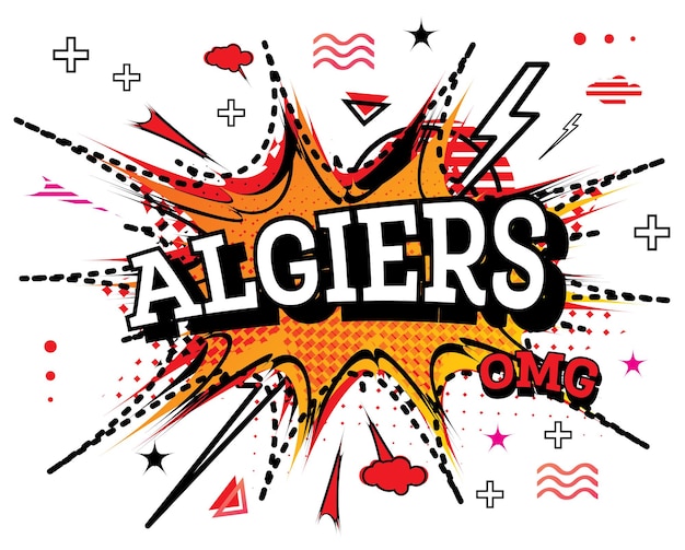 Vecteur texte comique d'alger dans un style pop art isolé sur fond blanc