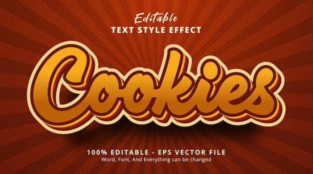 Texte de cookies sur effet de style en couches de couleur marron, effet de texte modifiable