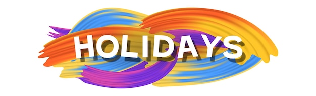 Texte créatif lumineux et élégant VACANCES sur fond blanc Vector