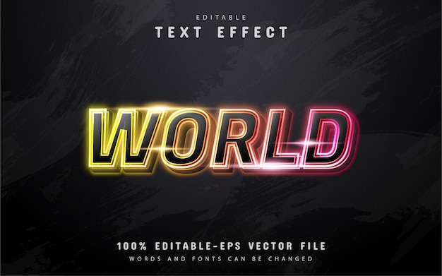 Texte du monde, effet de texte néon coloré