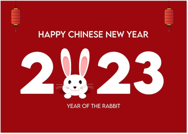 Texte Du Nouvel An Chinois 2023 Avec Vecteur De Lapin