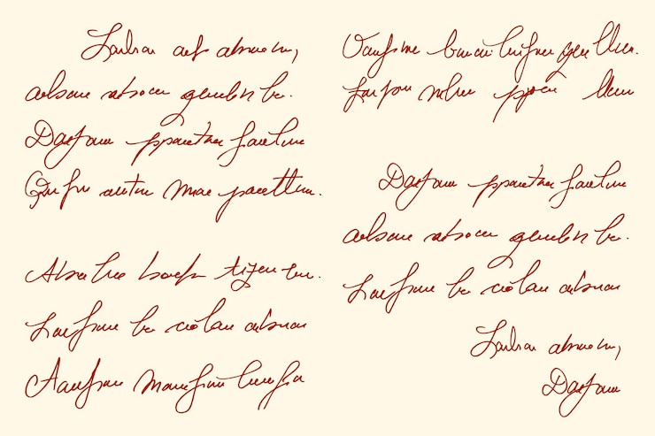 Vecteur texte écrit à la main illisible illisible anglais antique cursive faux document texte résumé linéaire