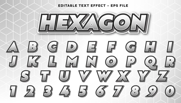 texte éditable en hexagone et effet alphabet avec fond moderne