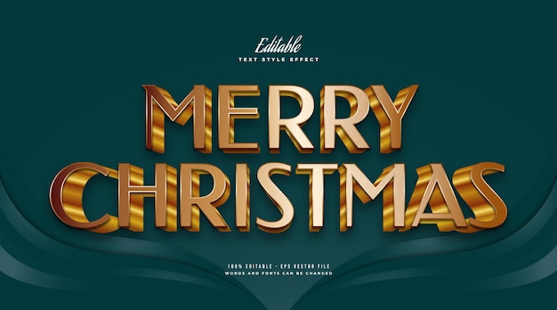 Texte élégant de joyeux Noël dans le style d'or 3D. Effet de style de texte modifiable